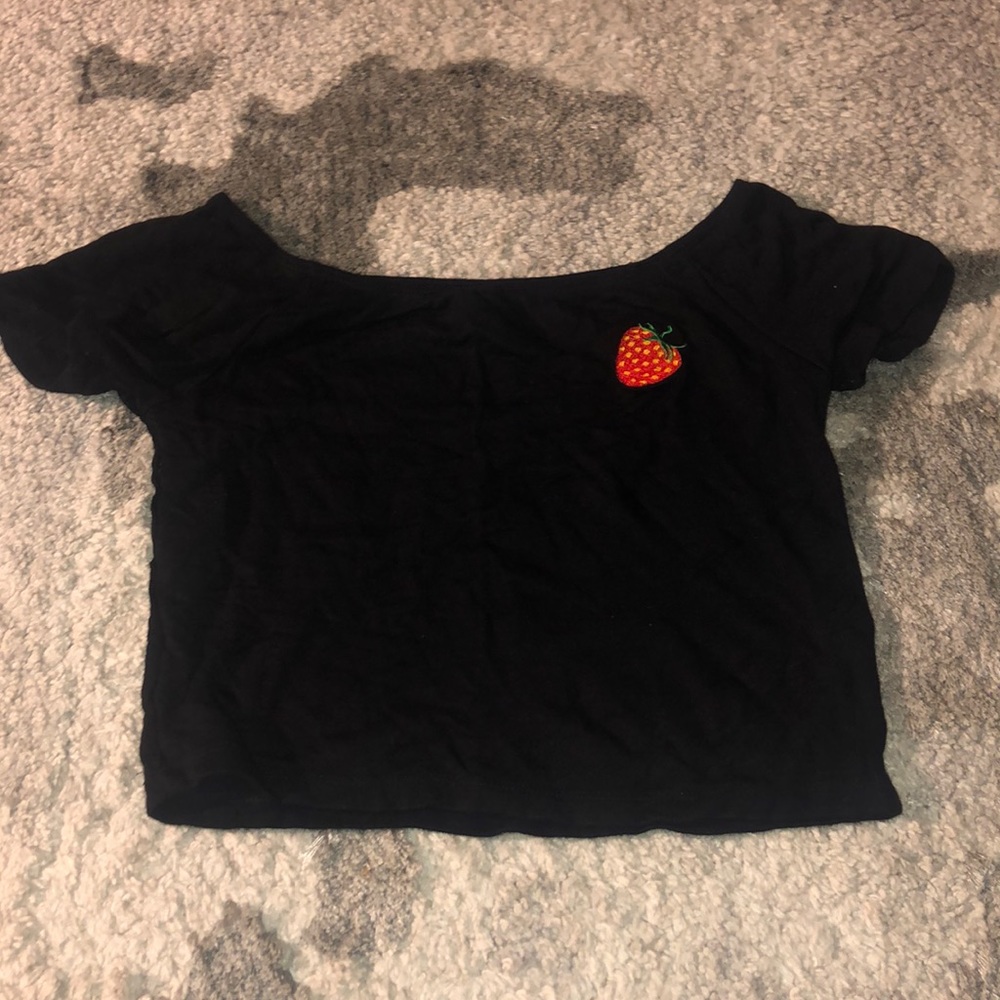 BLACK STRAWBERRY CROP TOP!
